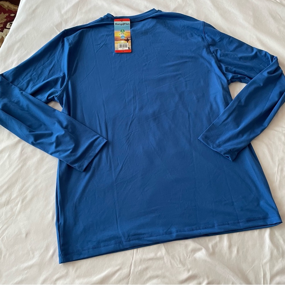 NWT! Hang Ten Men's Tidal Long Sleeve Tee, Blue, Sz M